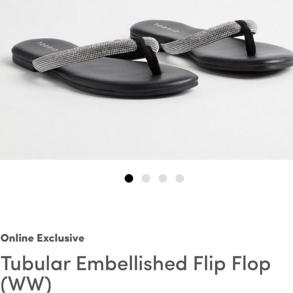 torrid Black Flip Flop Sandals with Silver Embellished Straps